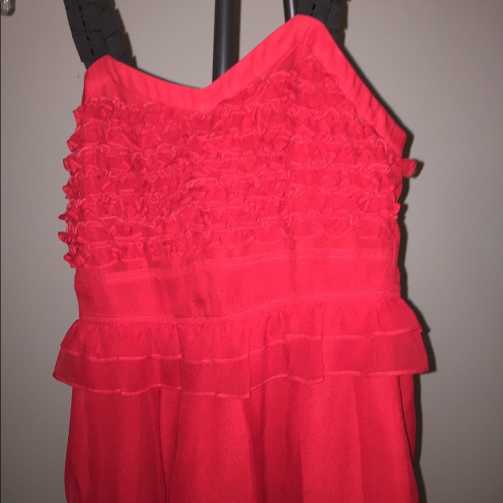 Red tee strap dressy sequin black straps top